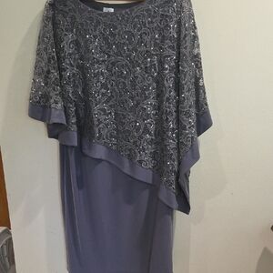 dressbarn Asymmetrical Silver and Gray Dress
